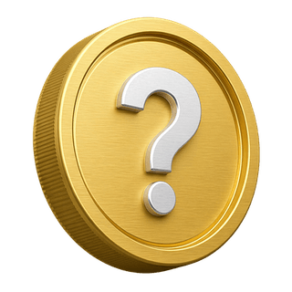Signo de interrogación sobre una moneda de oro en 3D usado como elemento visual decorativo en la sección de preguntas frecuentes